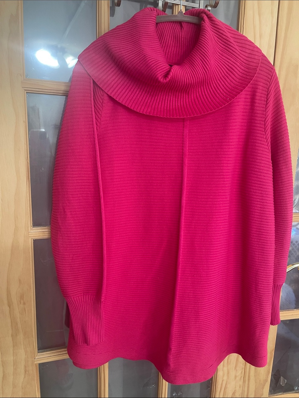 108. Cyrus Ribbed Oversized Cowl Neck Sweater - Hot Pink